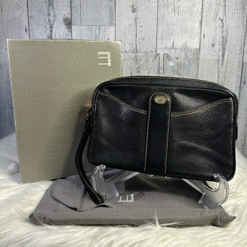 DUNHILL leather clutch bag in black